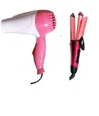 Hair Dryer with 2 in 1 Hair Straightener and Curler, Multicolour 