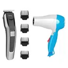 AT-538 Professional Cordless Rechargeable Trimmer with NV-1290 Hair Dryer (1000 W) (Multicolor, Set of 2)