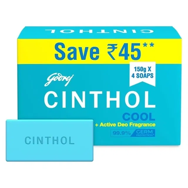 सिंथोल कूल बाथिंग सोप 4X150 g (पैक ऑफ़ 4)