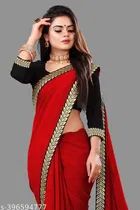 Lycra Solid Saree for Women 