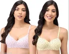 Cotton Blend Printed Padded Bra for Women 
