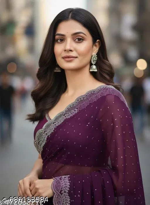Silk Solid Saree For Women, Maroon