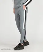 Regular Fit Trackpants for Men (Grey, L)