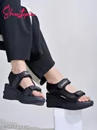 Shoetopia Black Wedge Sandals Size IND-5