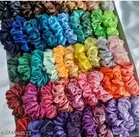 Satin Scrunchies for Women, Pack of 12 