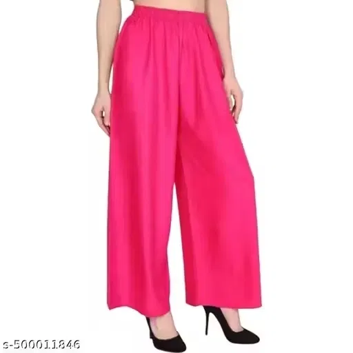 Women's Stylish Pink Sarina Palazzo (Solid) (Pack of 1- XXL)