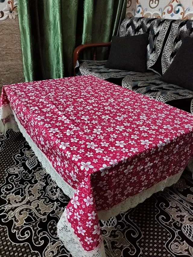 PVC Printed 4 Seaters Table Cover (Multicolor, 40x60 inches)