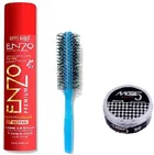 Combo of Enzo Keratin Long Lasting Hair Spray (420 ml) with MG5 Wax & Roller Brush (Set of 3)