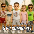 Hosiery Cotton Printed Clothing Set for Kids, Multicolor, Pack of 5 