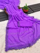 Georgette Dyed/ Washed Saree for Women, Lavender 