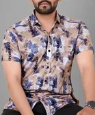 Slik Half Sleeves Shirt for Men (Multicolor, S)