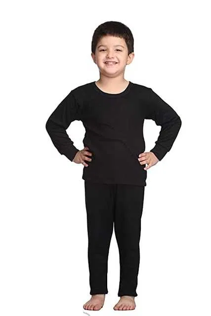 Round Neck Thermal Set for Kids (Black, 7-8 Years) (LD-7)