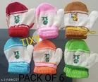 Woolen Gloves Assorted for Kids, Mitten sets (Multicolor, Set of 6)