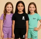 Cotton Clothing Set for Girls, Multicolour, Pack of 3 