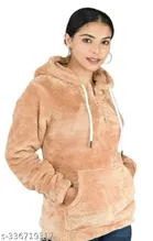 Polyester Full Sleeves Hooded Sweatshirt for Women 