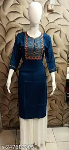 Rayon Slub Printed Kurti for Women 