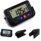 Digital Clock and Stopwatch with Flexible Stand for Car Dashboard (Black)