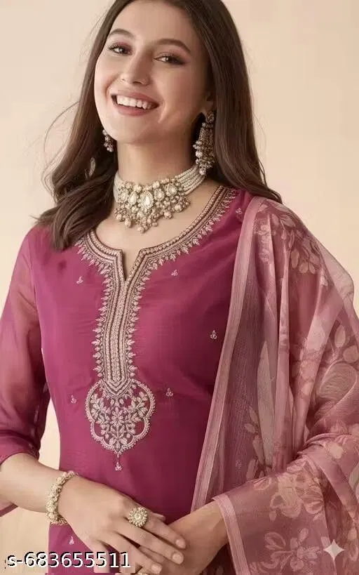 Kurta Set for Women (Red, XL)