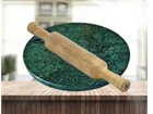 Marble Roti Maker Chakla (9 inches) with Wooden Belan (12 inches) (Green & Brown, Set of 1)