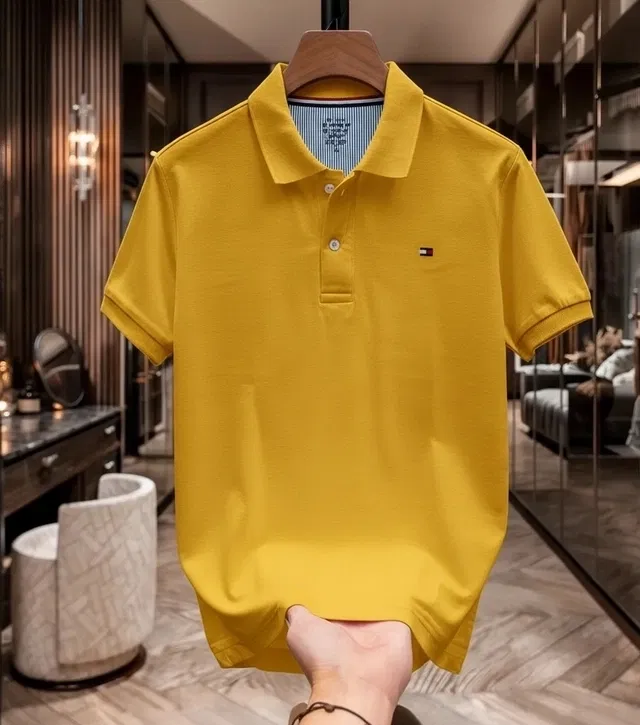 Cotton Matty Solid T-shirt For Men, Yellow (L)