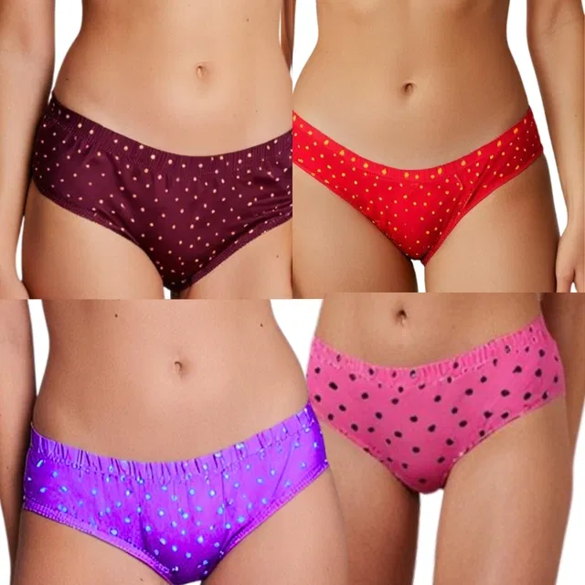 Cotton Printed Briefs for Women (Multicolor, M) (Pack of 4)