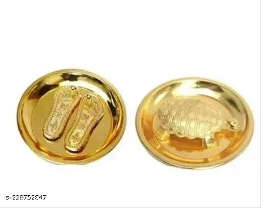 Vastu Tortoise and Lakshmi Charan Paduka Yantra, Pack of 2 (Yellow, 2)