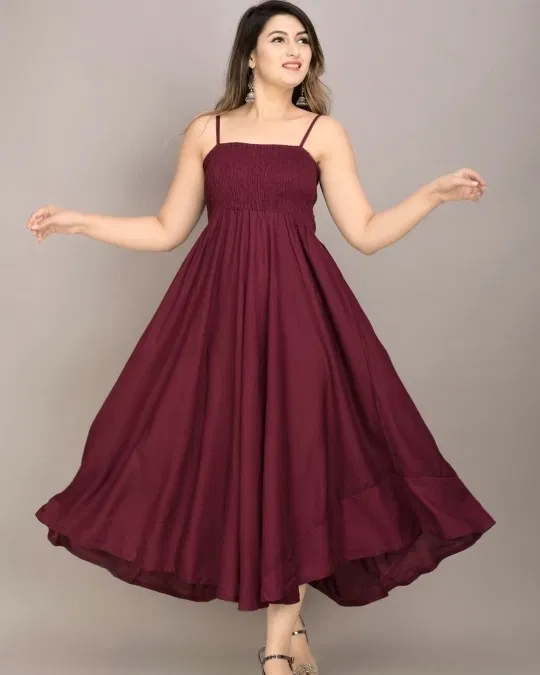 Poly Crepe Dress for Women (Purple, S)