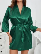 Satin Solid Nightdress for Women 
