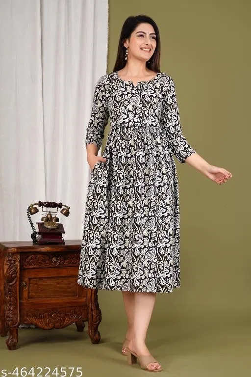 Rayon Kurti for Women, Black (XXXL)