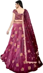Net Embroidered Semi Stitched Lehenga for Girls 