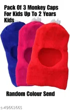 Cotton Caps for Kids, Pack of 3 (Multicolor, 0-3 Months)