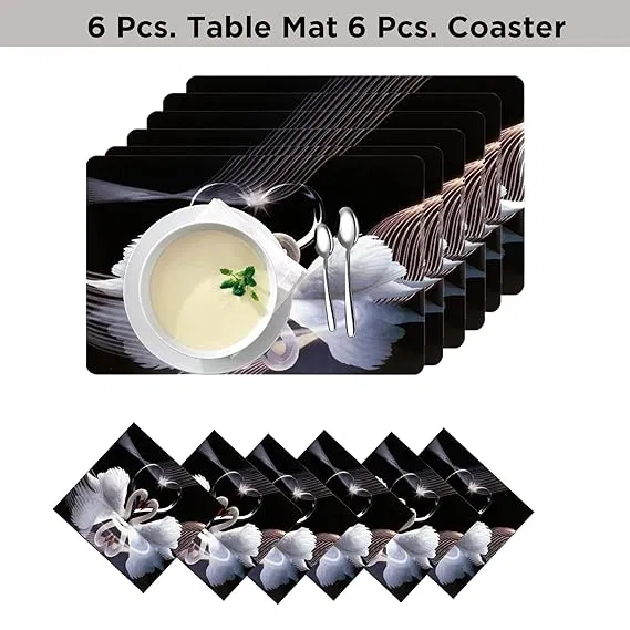 PVC Placemats for Dining Table (Multicolor, Pack of 6)