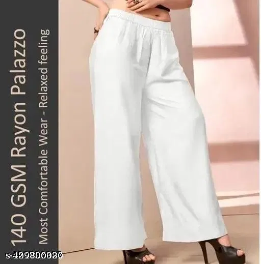 Rayon Plazo Sets for Girls, Pack of 1 (White, XXL)