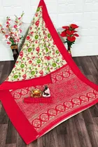 Cotton Linen Printed Saree for Women 