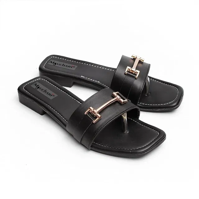 Zakozee Handmade Flats for Women (Black, 4)
