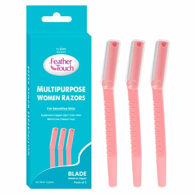 VI-JOHN Feather Touch Multipurpose Women for Upper Lip, Chin & Bikini Line All Skin Type - 3 Razors