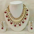 Women'S Copper Gold Plated Jewellery Set, Maroon