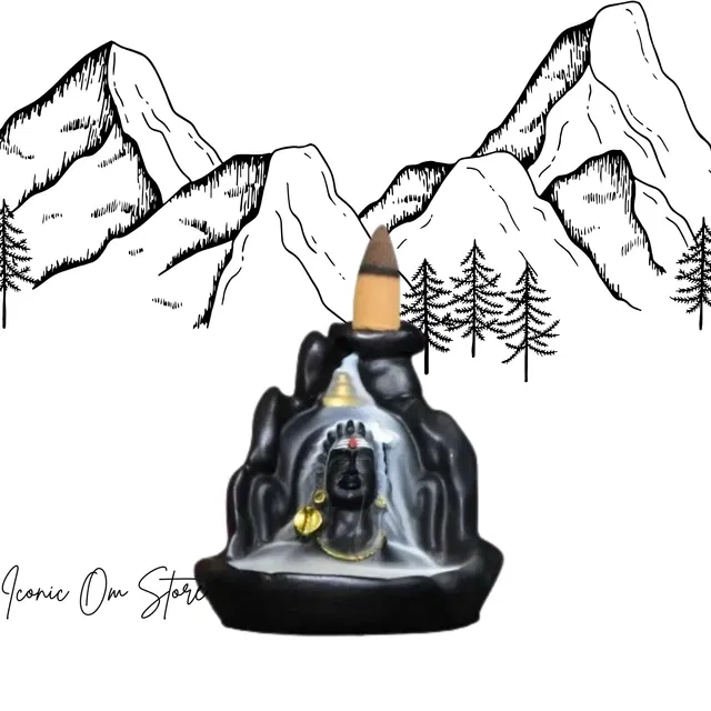 Resin Shiva Murti Showpiece with 30 Pcs Backflow Smoke Cones (Black, Set of 1)