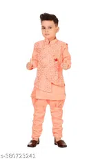 Cotton Blend Sherwani for Boys (Peach, 6-9 Months)