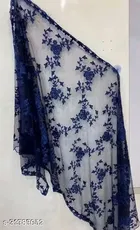 Net Self Design Dupatta for Women, Navy 