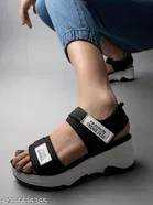 Shoetopia Brown Mesh Wedge Round Toe Sandals 