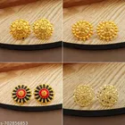 Designer Floral Gold Finish Stud Earrings For Women