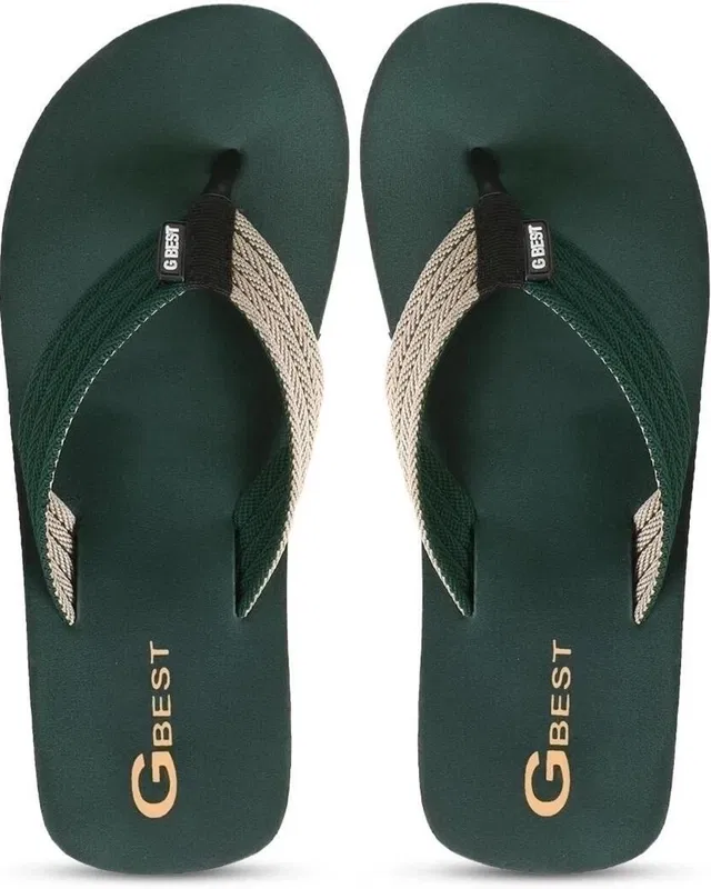 Solid Mens Flipflops & Slippers (Green, 8)
