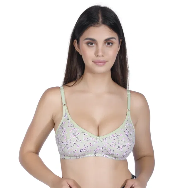 Proleaf Poly cotton Non padded bra for women ( Light Green ) (36 A) (Pack of 1)
