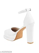 Solid Synthetic Block Open Toe Heels for Kids 