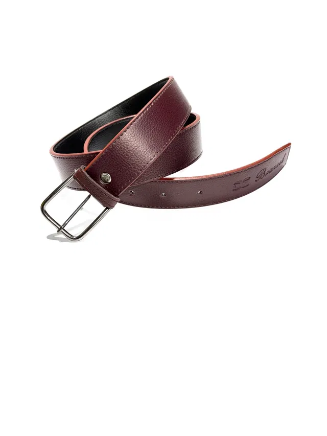 Classic PU Belt for Men, Brown, Free Size, Matte Finish