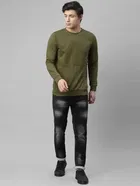 Rigo Men's Cut & Sew Terry Round Neck Sweatshirt 