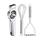 Oc9 Stainless Steel Lemon Squeezer & Egg Whisk & Potato Masher Kitchen Tool Set 