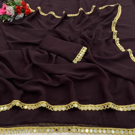 Elegant Saree for Women (Brown, Free Size)