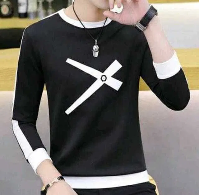 Best Hot Selling Cotton Blend Full Sleeves T-Shirt For Men (Black, L) (R-122)